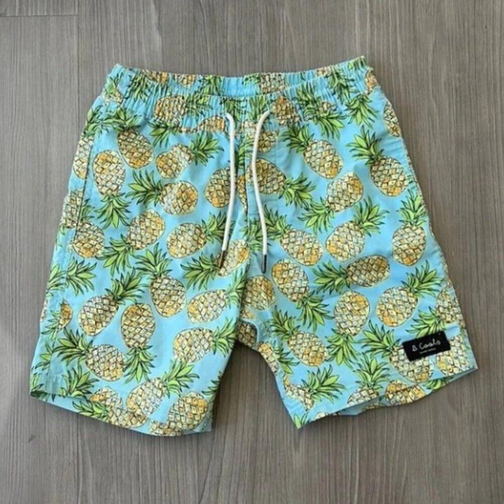 Barney Cools Swim Shorts Pineapple Tropical Vacation Mens 34 Trunks Beach Cruise